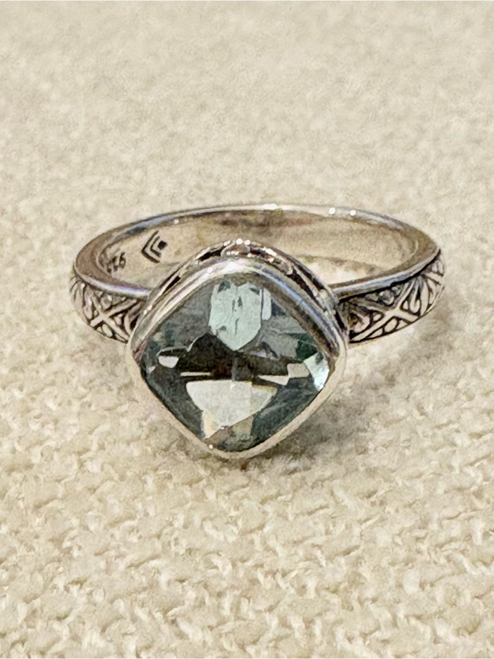 Silpada Sterling Silver "Frozen Lake" Aqua Blue Ring R2044, Size 7